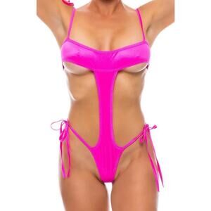 🦋B2G1🦋BODYZONE Shoulder & Side Tie Bodysuit FUSCHIA | ONE SIZE | Dance Wear